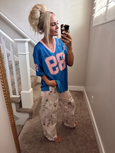 Pink and blue jersey