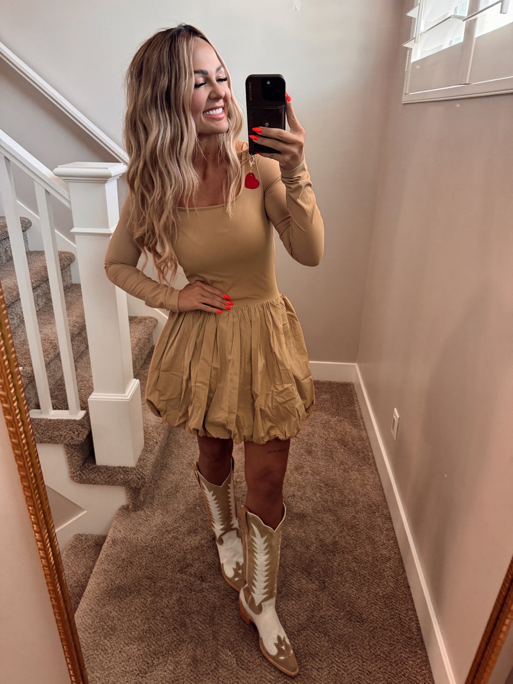 Tan dress with shorts