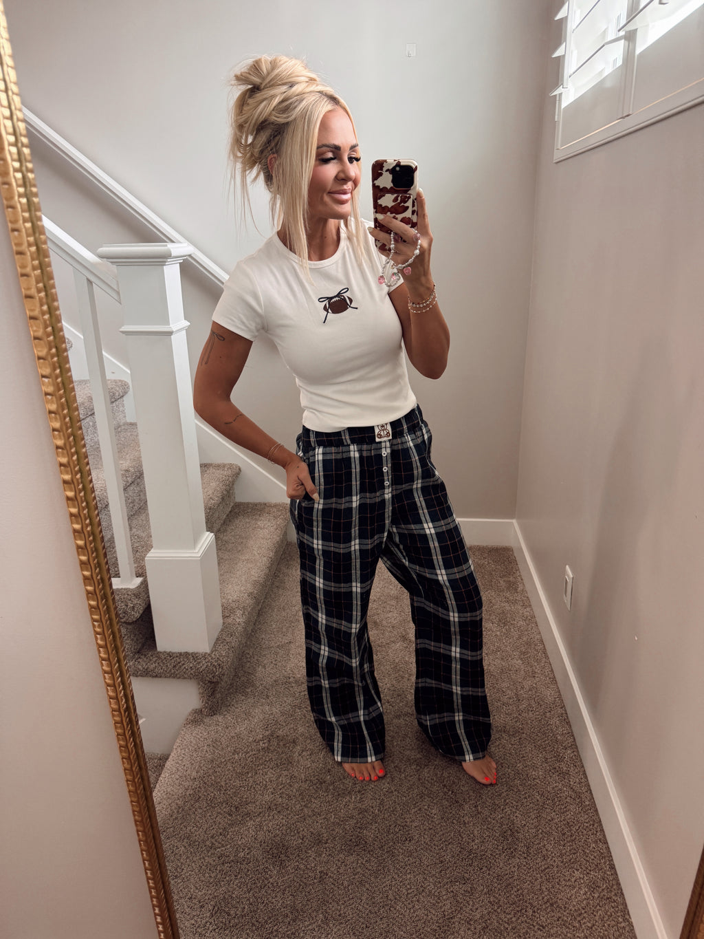 Embroidered football top