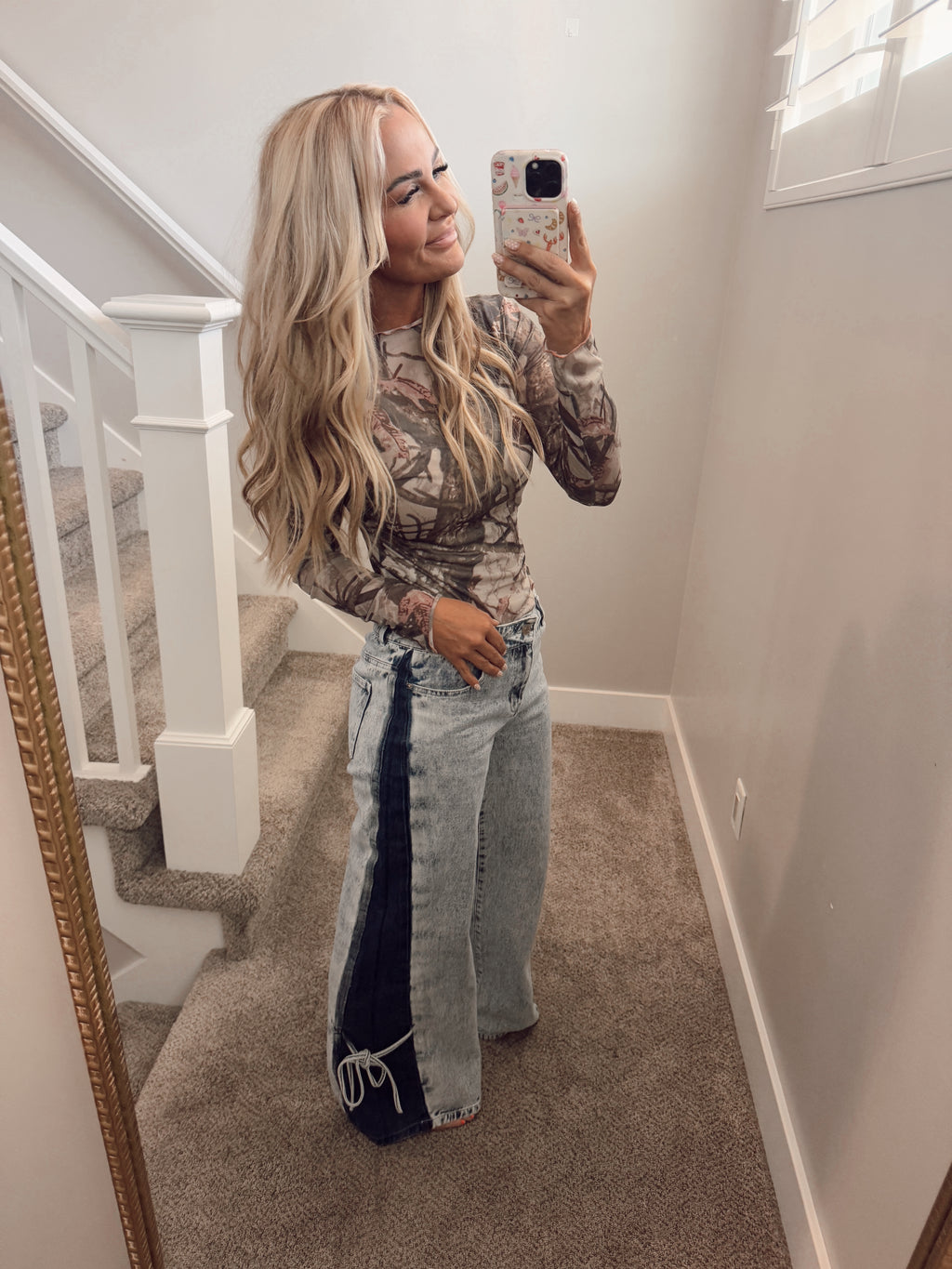 Tree camo mesh top