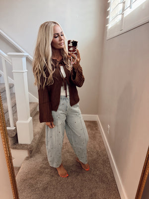 Chocolate brown tie sweater