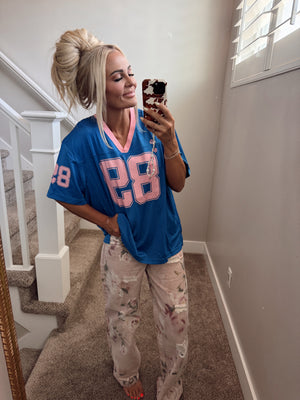 Pink and blue jersey
