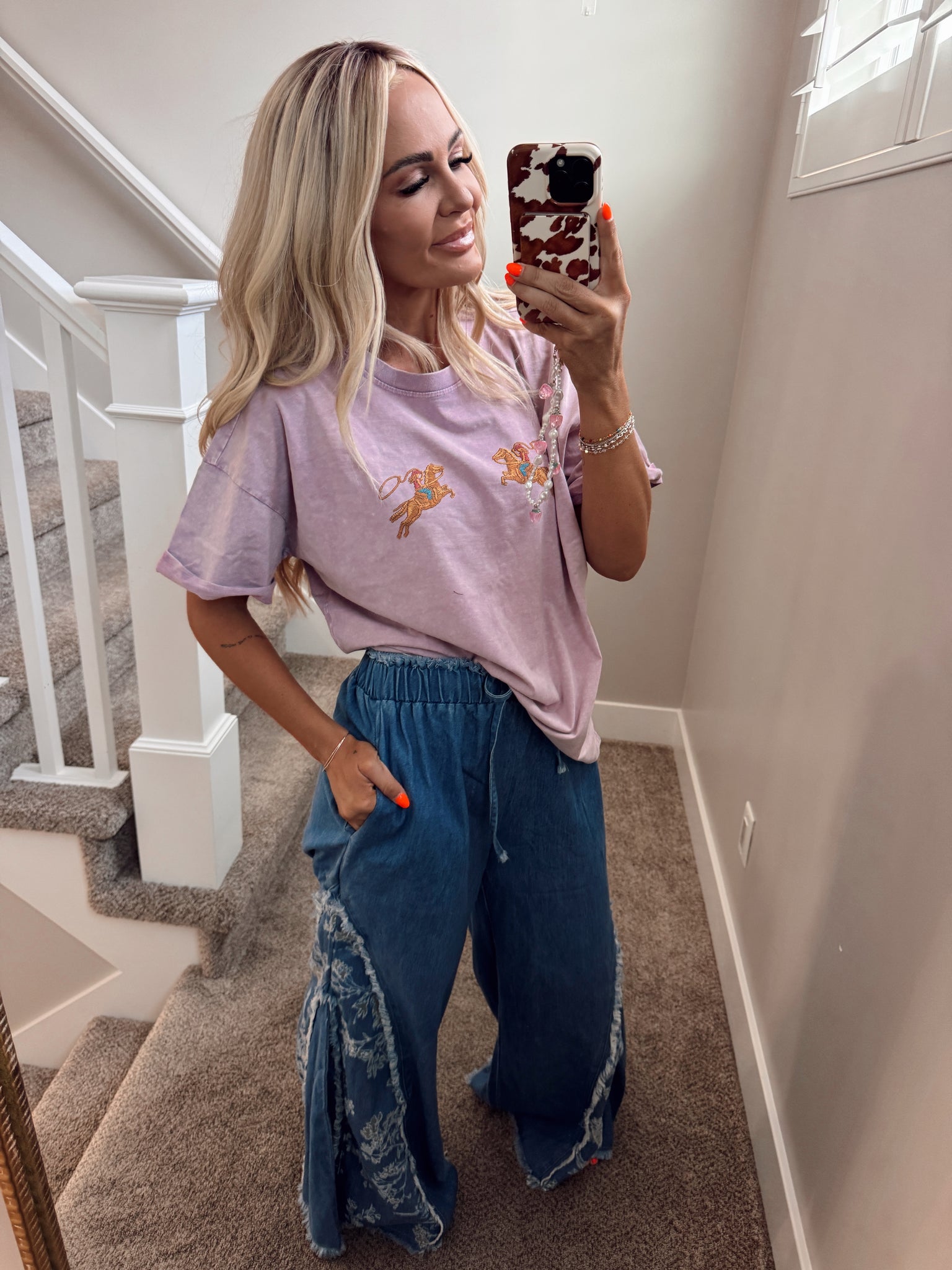 Acid wash purple tee