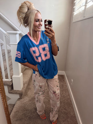 Pink and blue jersey