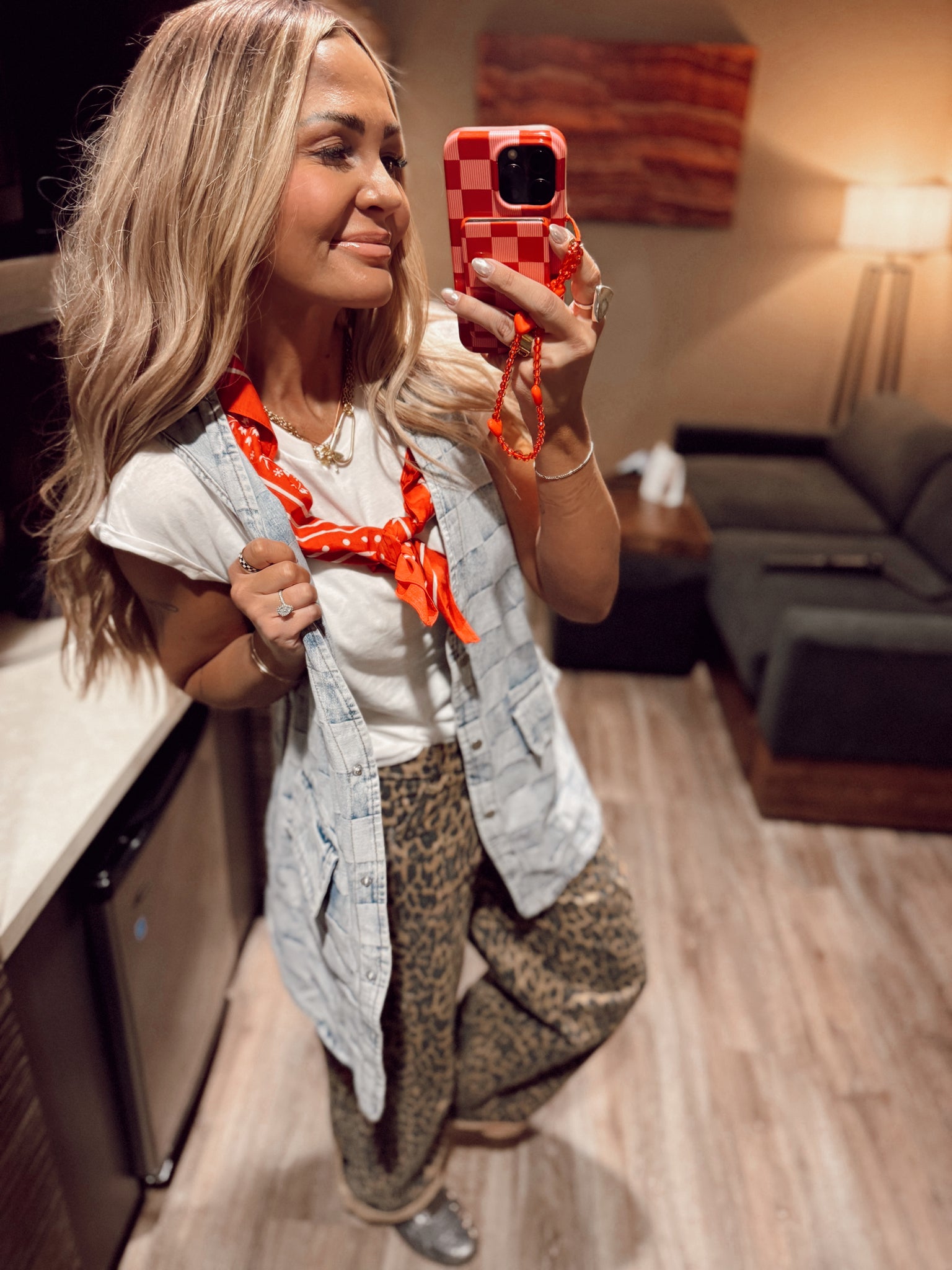 Checkered long vest