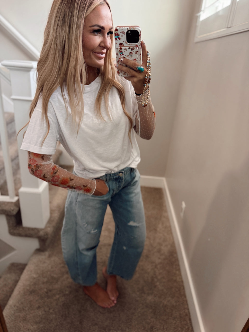 Lace sleeve tee