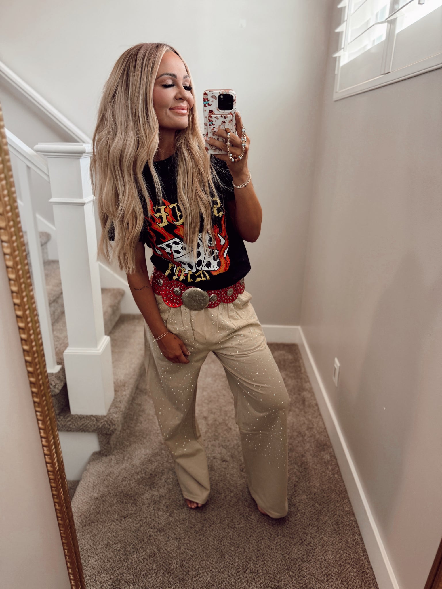 Tan sparkle sweat pant