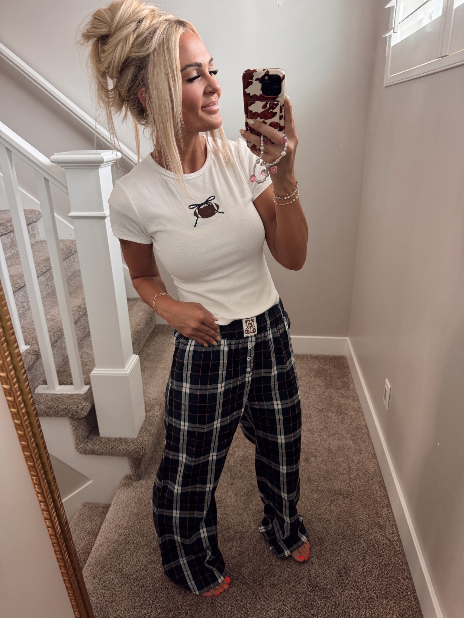 Embroidered football top