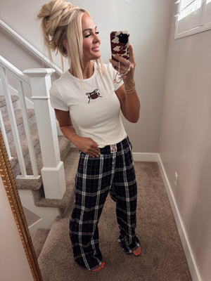 Embroidered football top