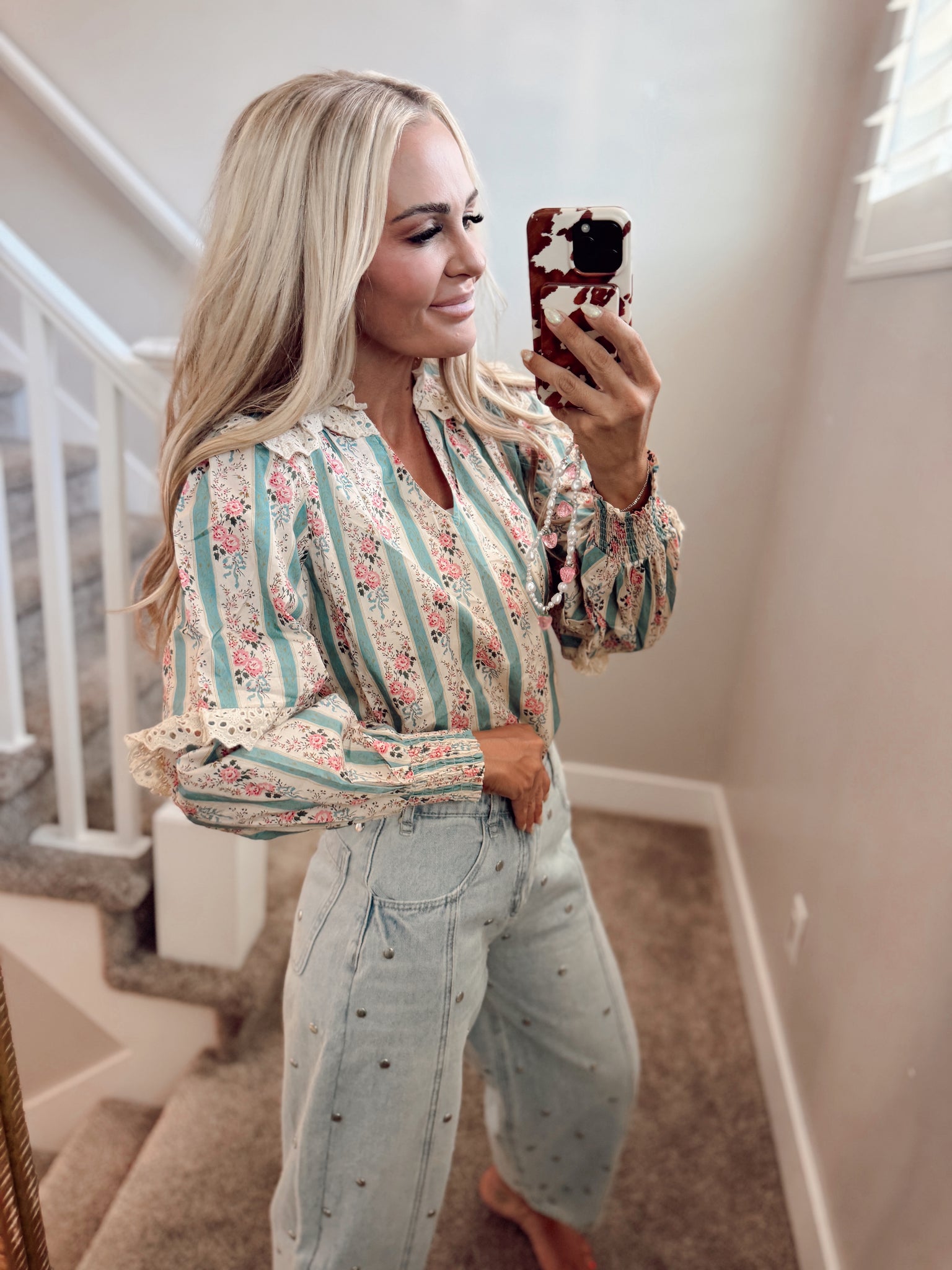 Fall balloon sleeve top