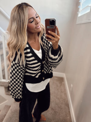 Checkered cardigan