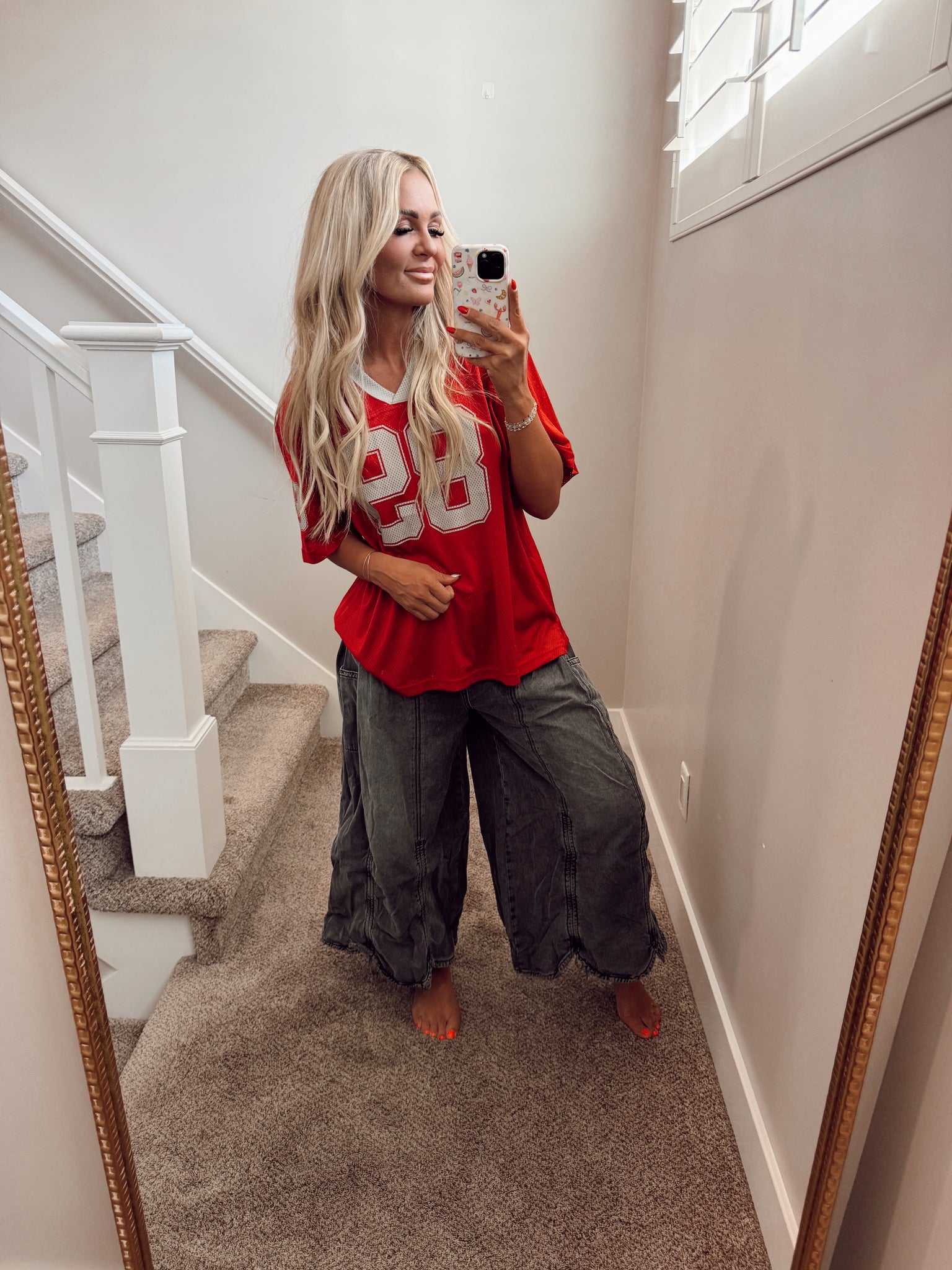Deep red jersey
