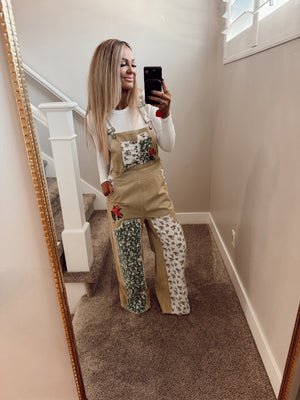 Olive patchwork overall