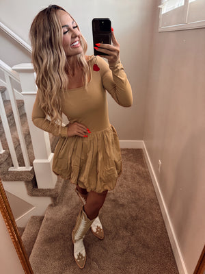 Tan dress with shorts