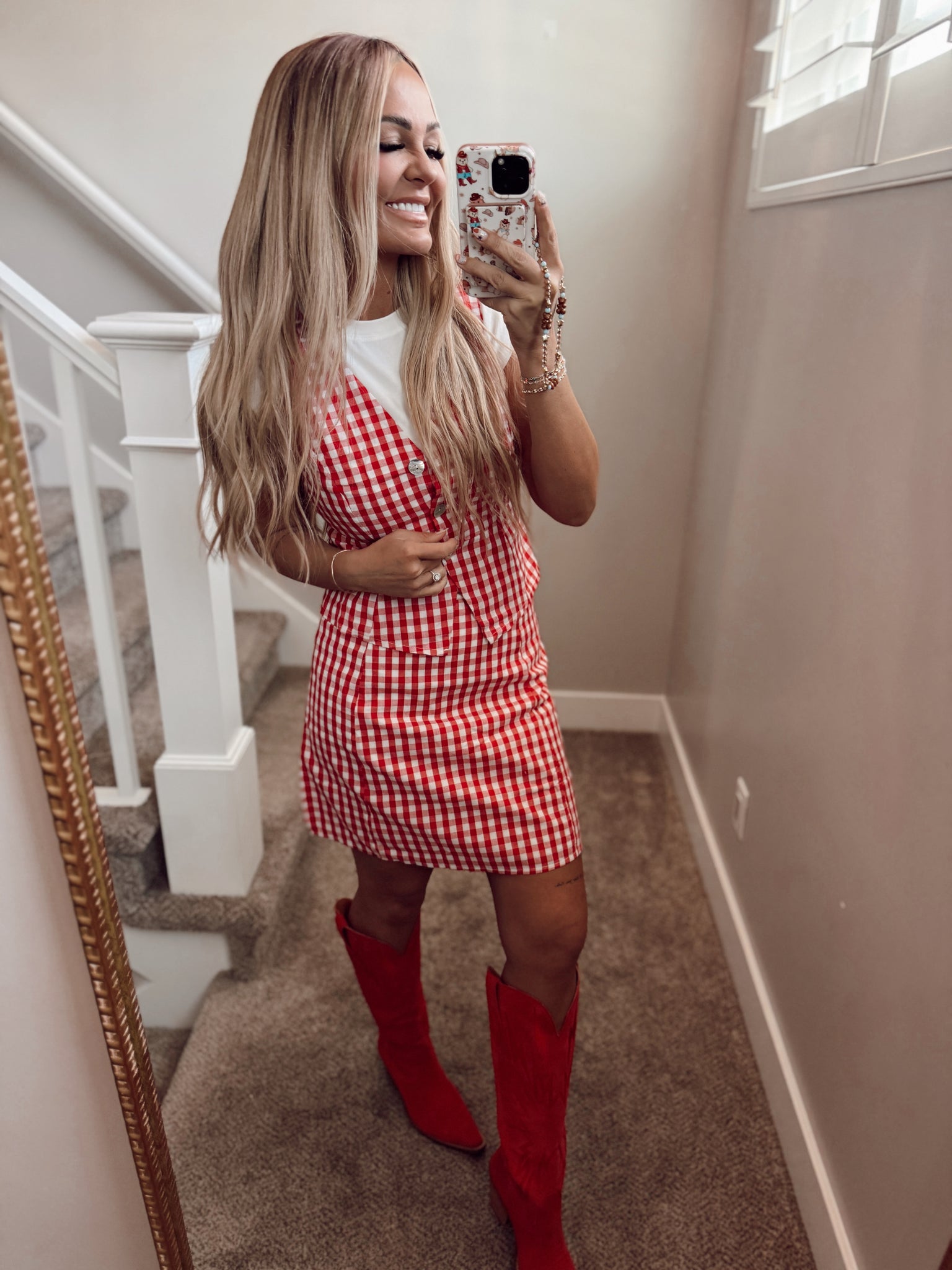 Red gingham set