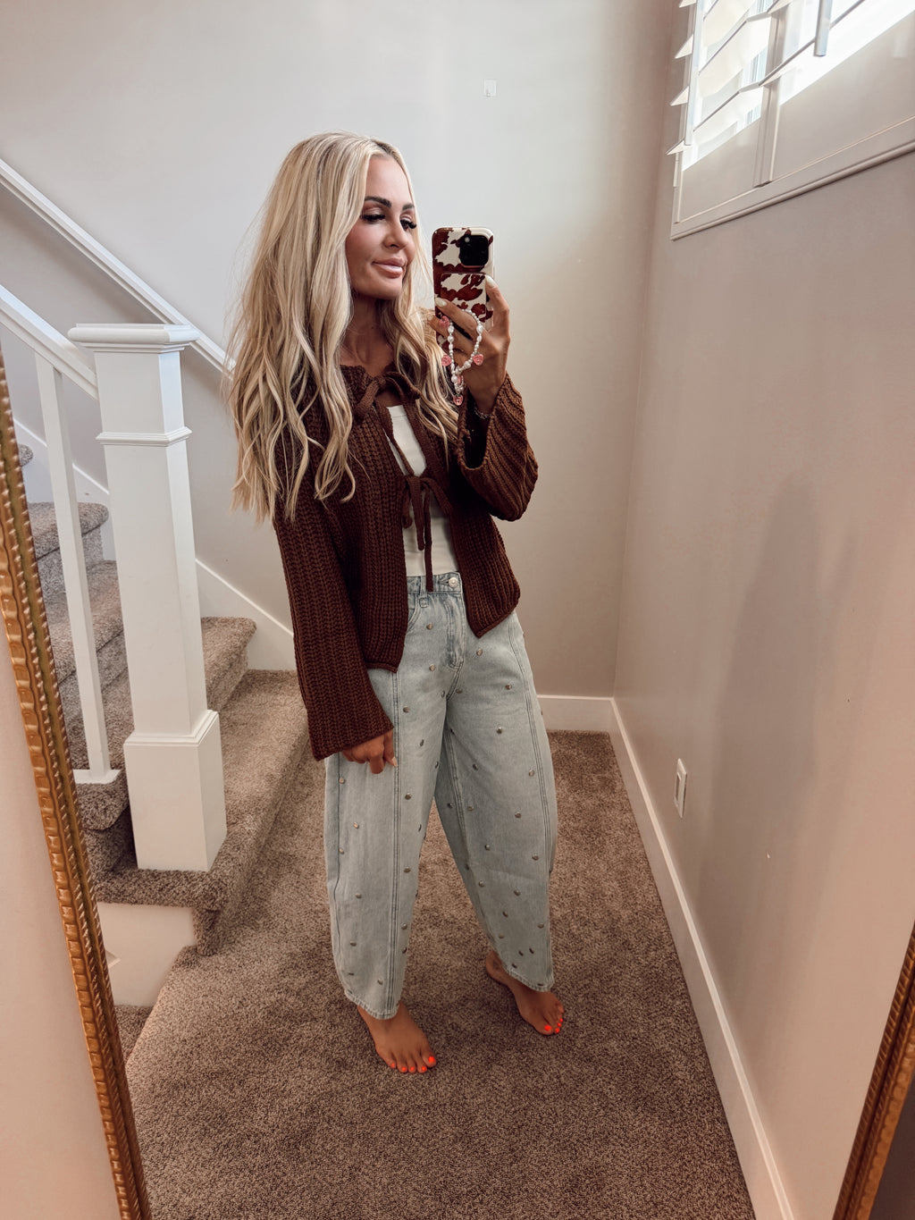 Chocolate brown tie sweater
