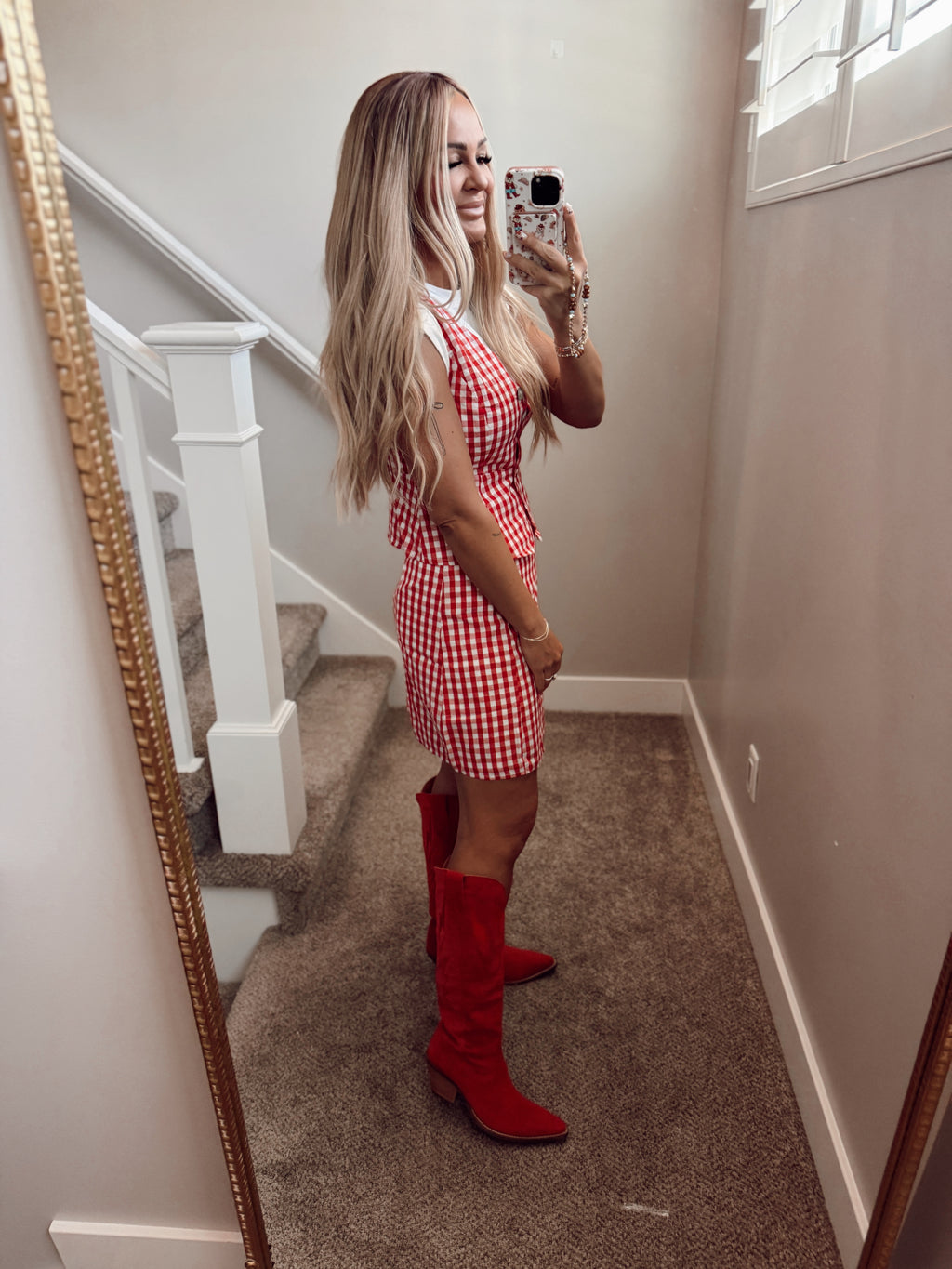 Red gingham set