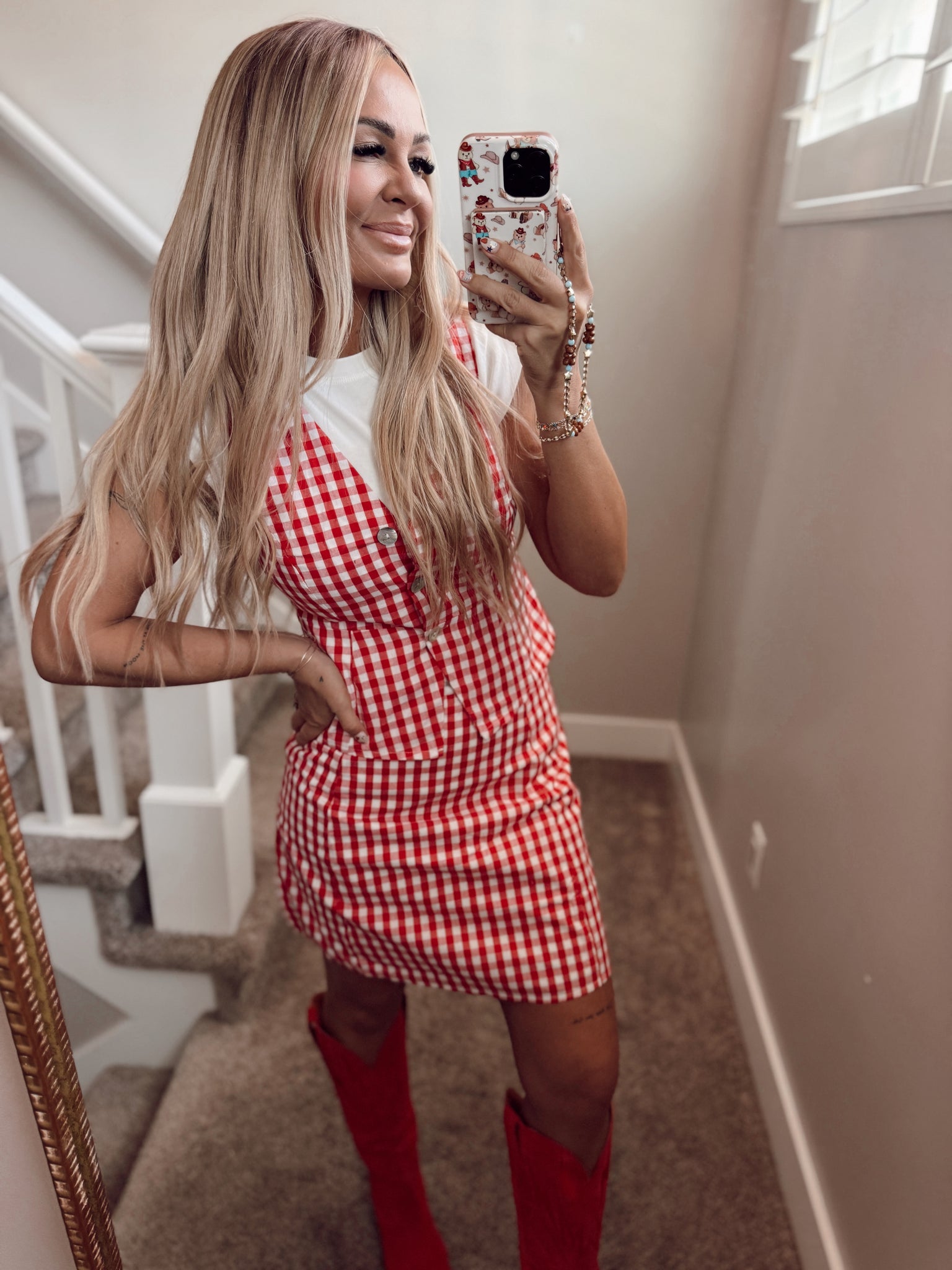 Red gingham set