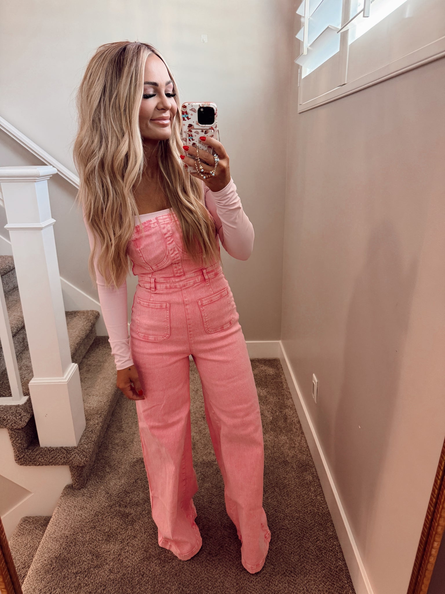 Pink acid wash jumper