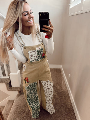 Olive patchwork overall