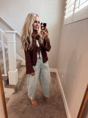 Chocolate brown tie sweater
