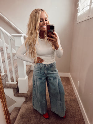 Wide leg crop denim