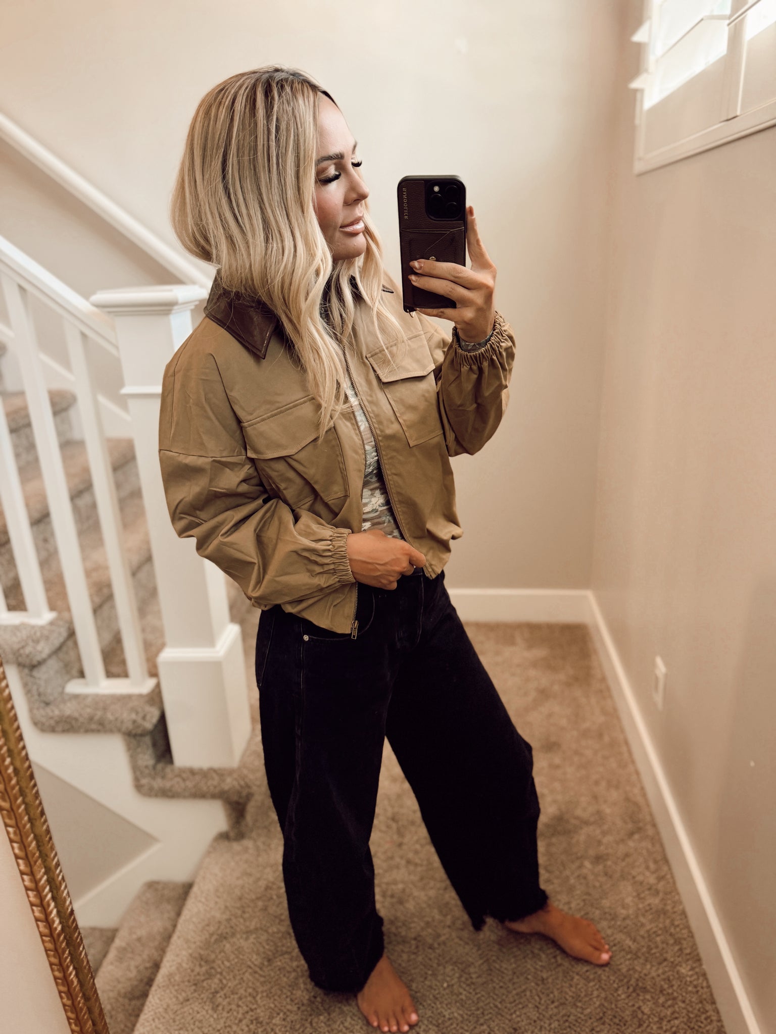 Tan bomber jacket