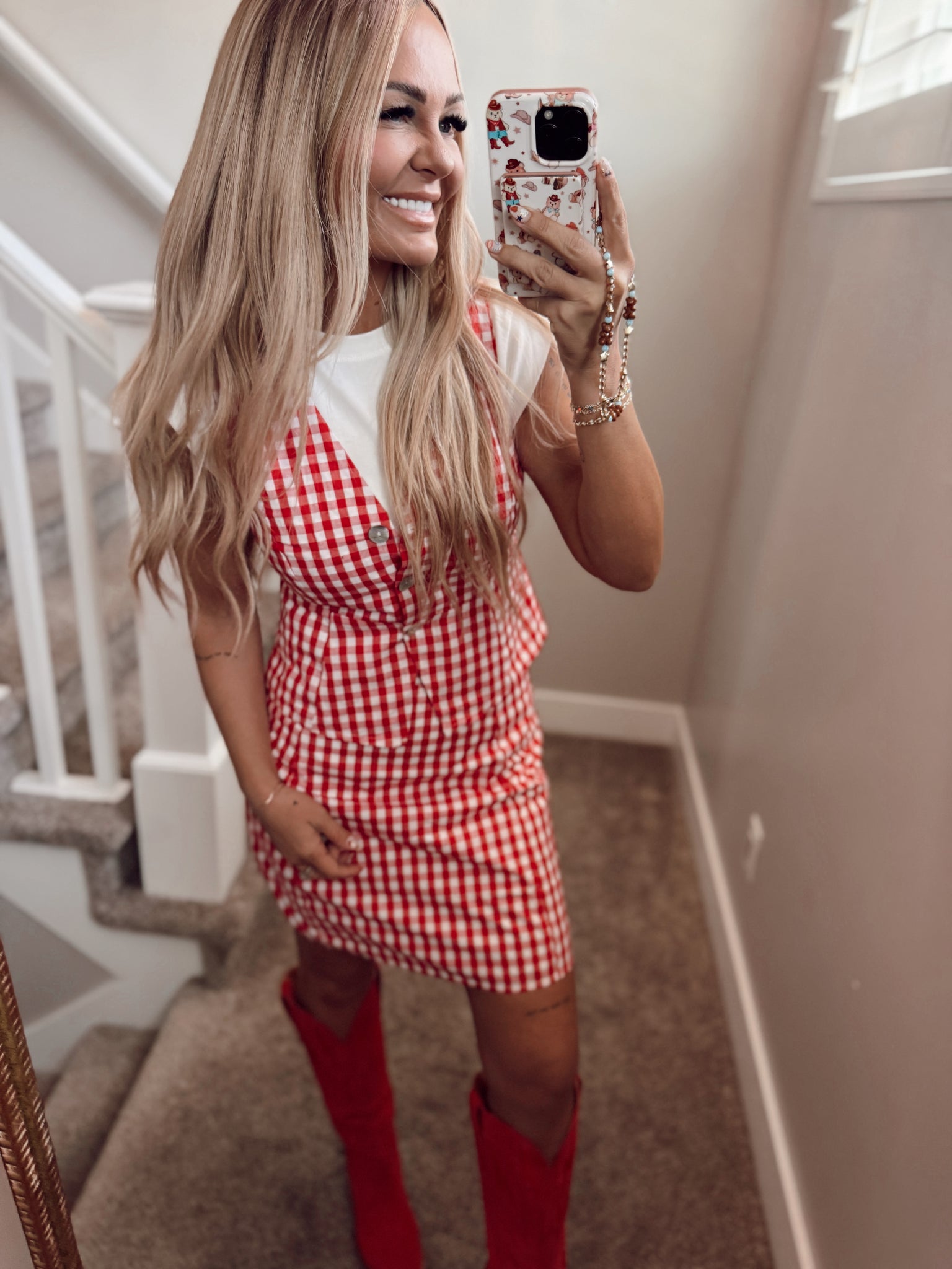 Red gingham set