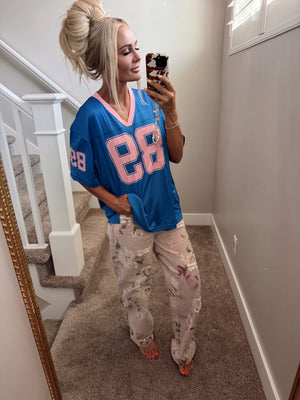 Pink and blue jersey