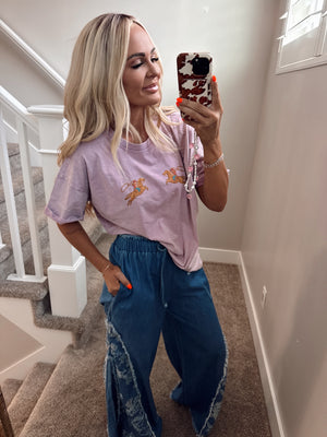 Acid wash purple tee