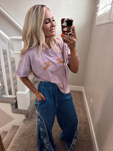 Acid wash purple tee