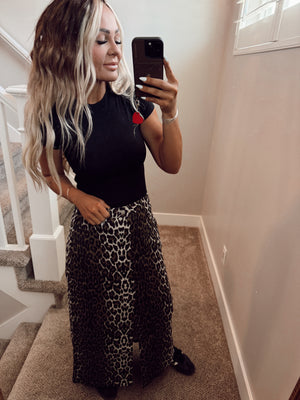 Leopard denim skirt