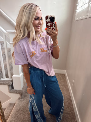 Acid wash purple tee