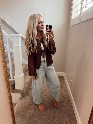 Chocolate brown tie sweater