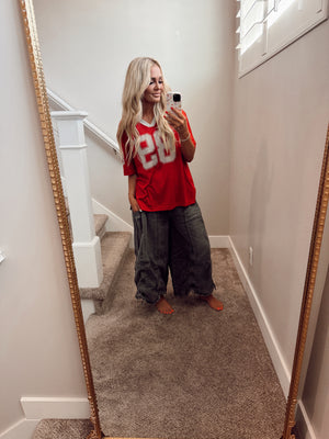 Deep red jersey
