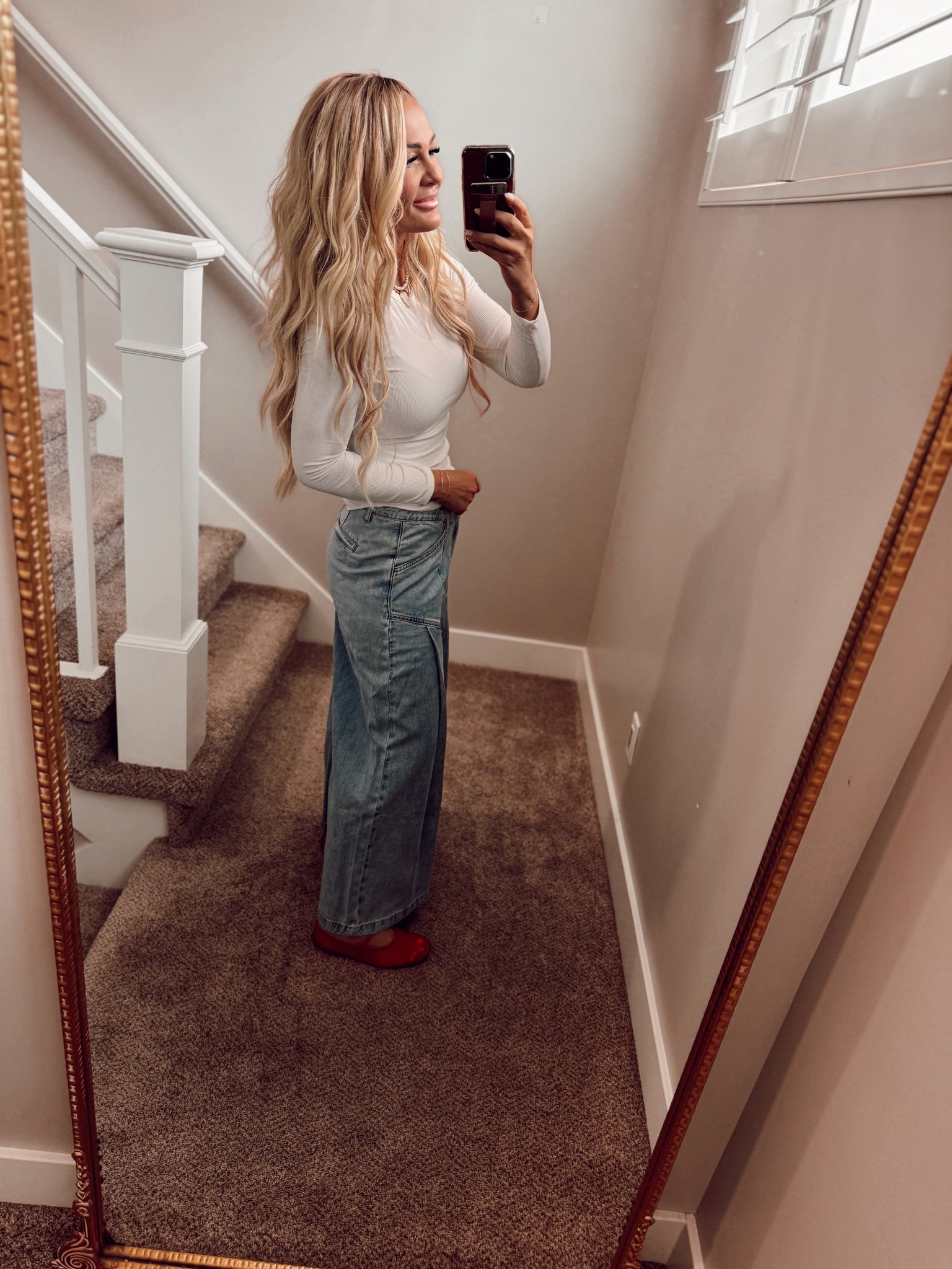 Wide leg crop denim