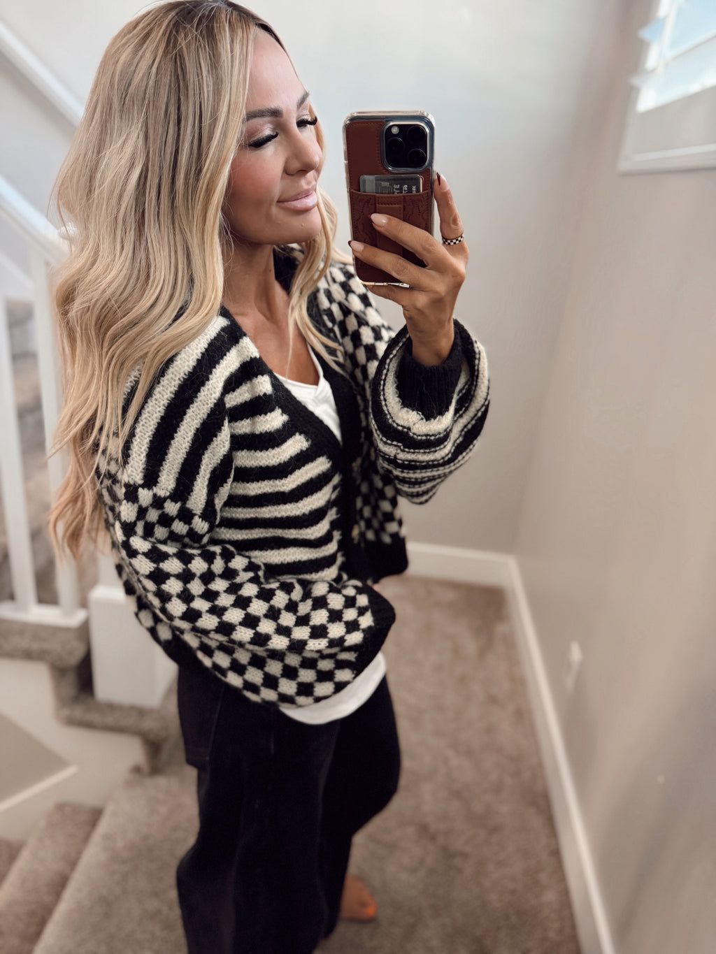 Checkered cardigan