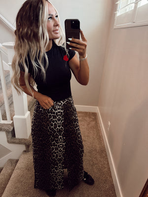 Leopard denim skirt