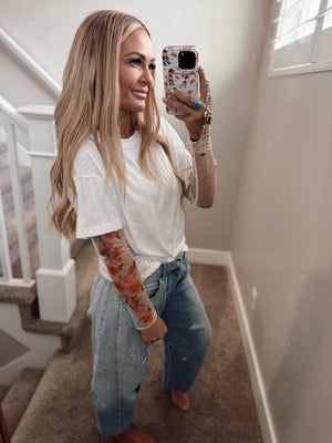Lace sleeve tee