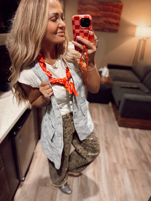 Checkered long vest