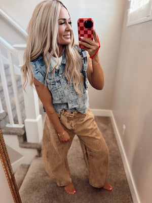 Denim checkered vest