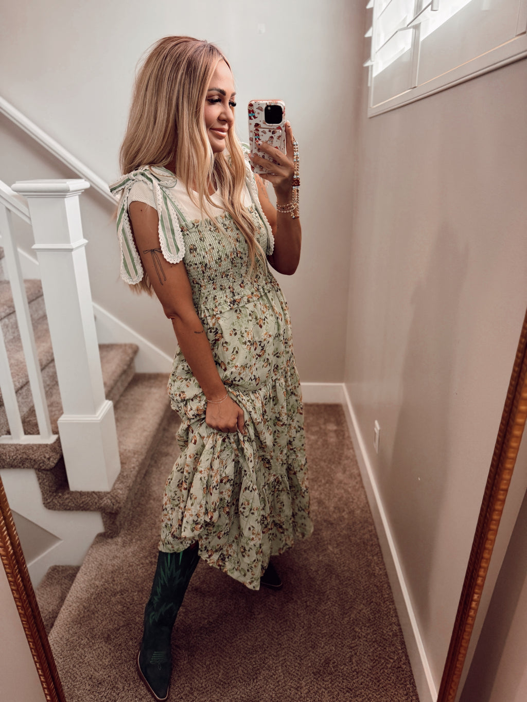 Tie smocked dress