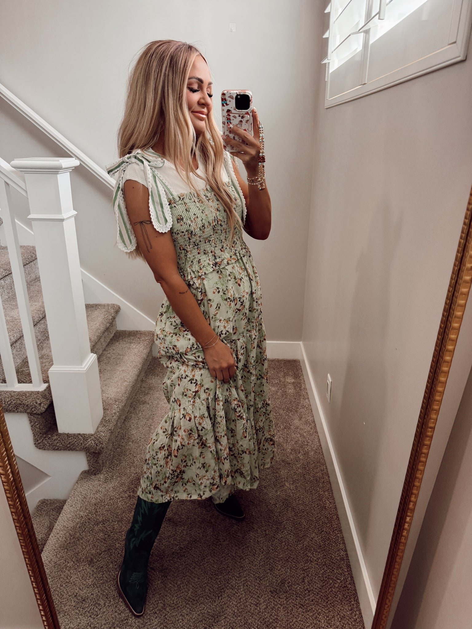 Tie smocked dress